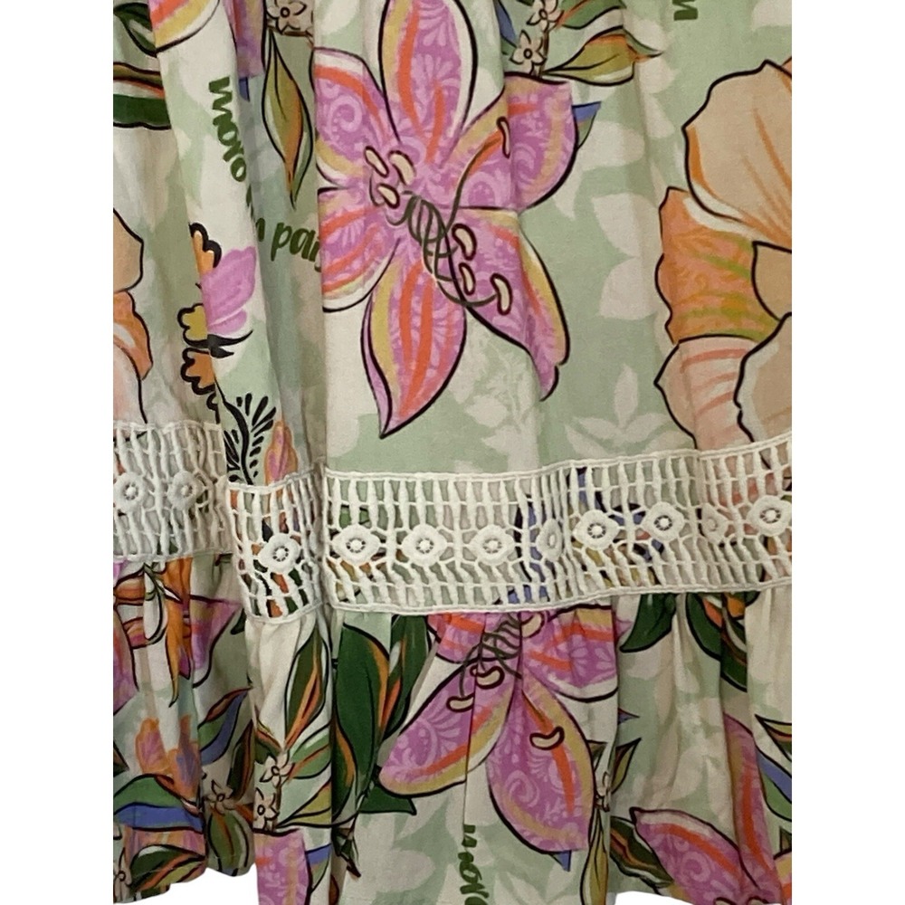Z & L Dress Medium Floral Crochet Trim Back Tie with Tassels Bohemian Crochet - Picture 2 of 16
